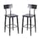 Flash Furniture Jackson Commercial Grade Rustic Black Industrial Wood Dining Barstool, 2PK 2-XU-DG-W0236B-BLK-GG - alternate 1